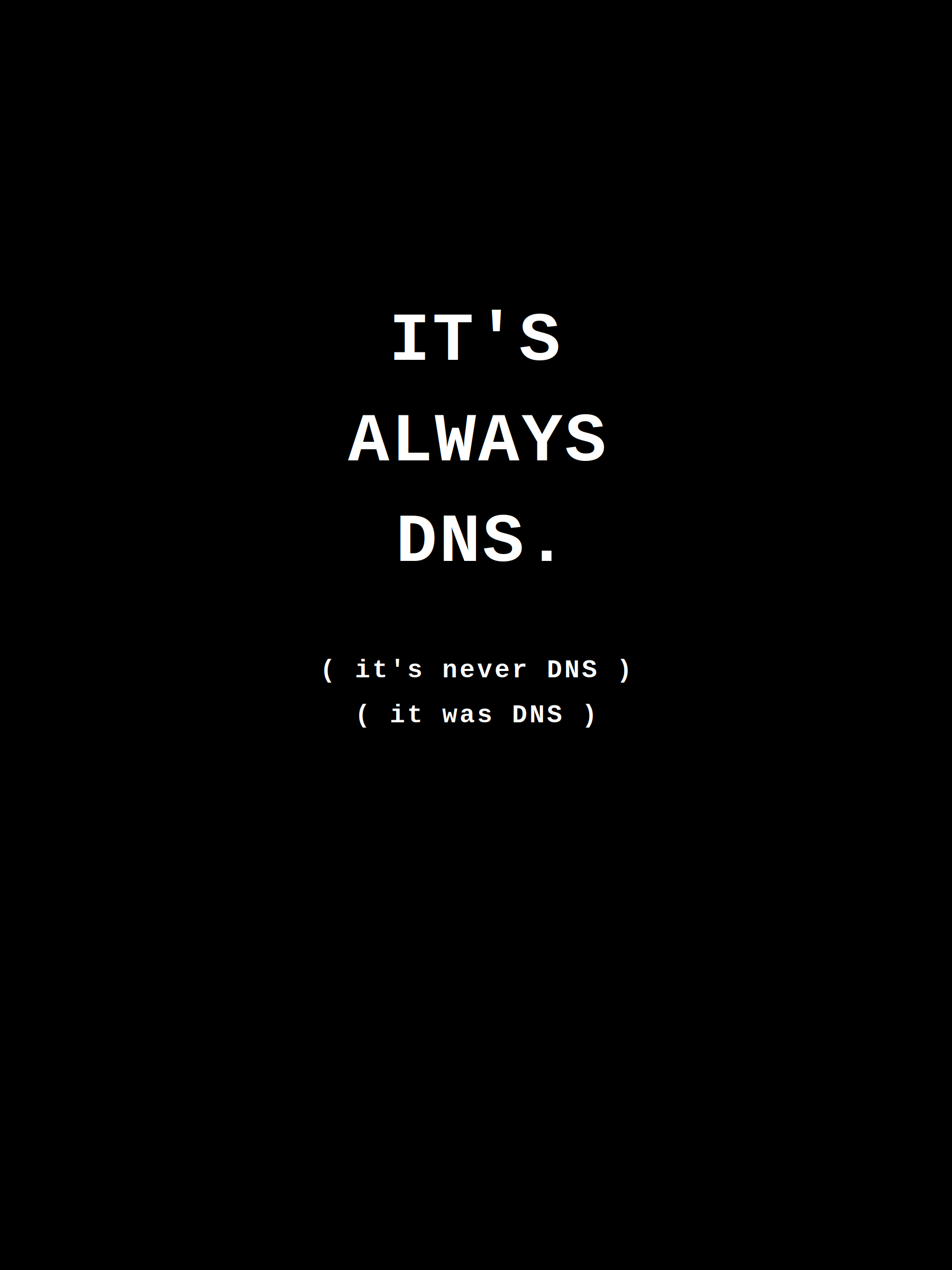 It's Always DNS (It's Never DNS) (It Was DNS) — DevOps Networking Tee